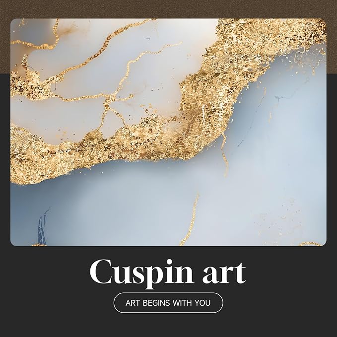 Large Framed Abstract Wall Art for Living Room, Modern Luxury 3 Piece Blue Gold White Prints Paintings for Walls, Elegant Marble Pattern Pictures for Dining Bedroom Hallway Office Home Decor 24x36 In