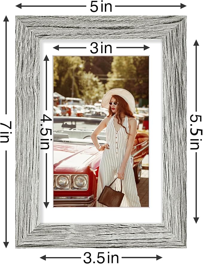 Vittanly 4x6 Picture Frames Set of 9 for Wall or Tabletop Display, Grey | Display Pictures 3.5x5 with Mat or 4x6 without Mat, Small Photo Frames, Engineered Wood with Shatter Resistant Plexiglass