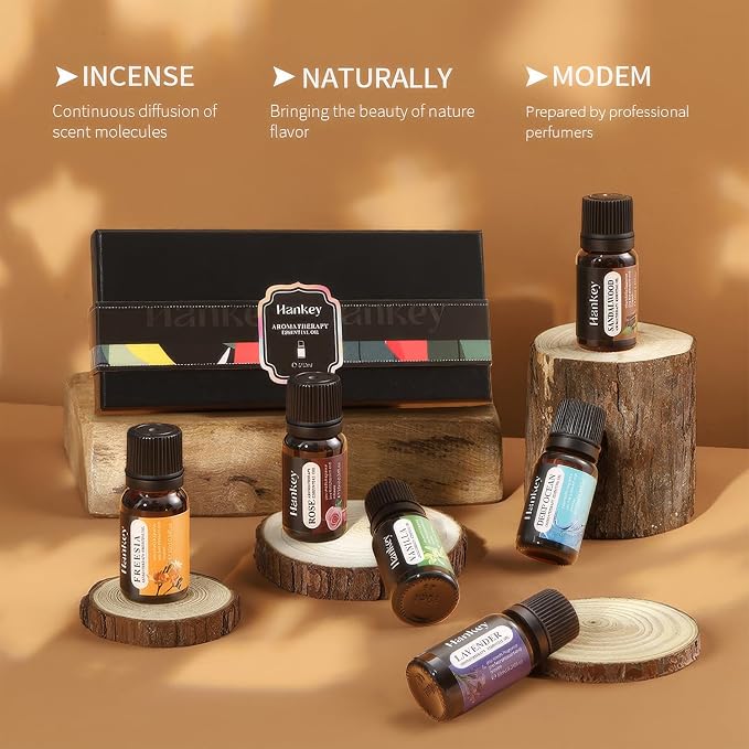 6 Pack Essential Oil Gift Set, Premium Fragrance Essential Oil for Diffuser, Home Care, Humidifiers, Air Purifier, Water soluble Essential Aromatherapy Oil for Relax Travel Sleep Mood 10ml / 0.34fl.oz