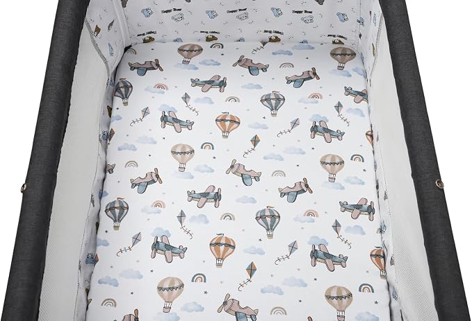 Stretchy Fitted Crib Sheets Set 2 Pack Portable Crib Mattress Topper for Baby Girl Boy,Ultra Soft Jersey Material, Cream & Cloud