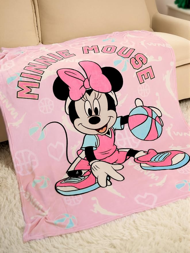 Northwest Disney Minnie Mouse Plush Throw Blanket, 46" x 60" Silk Touch Soft Fleece Blanket for Kids & Adults, Officially Licensed