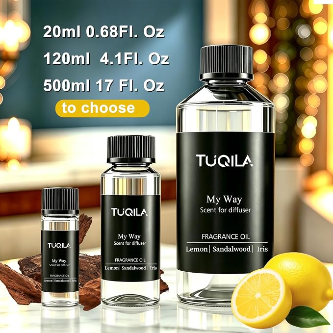My Way 500ML Hotel Luxury Essential Oil for Diffuser, 5 Star Hotel Scent Oil (Sandalwood, Lemon, Lirs) Long-Lasting Premium Fragrance Oils, Idea Spa & Waterless for Home, Office, Car