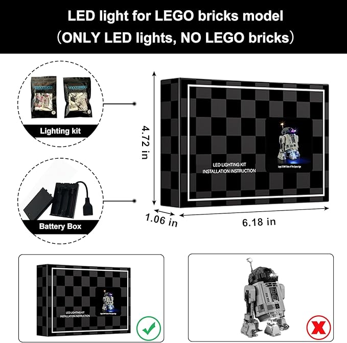 Vaodest LED Light for Lego 75379 R2-D2,Design and Configuration Compatible with Model 75379 (LED Light Only, Not Building Block Kit)