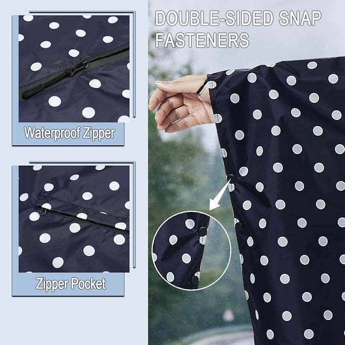 Fashion Hooded Rain Poncho Waterproof Raincoat Jacket with pocket for Women/Men/Adult