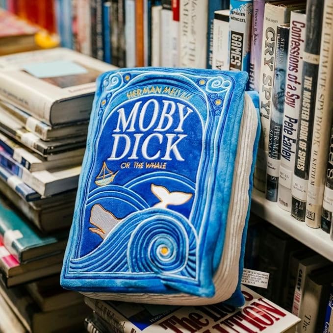 Punchkins Moby Dick Book Plush – Soft Collectible Gift for Book Lovers, Readers, Teachers, Bookworms- Literary Decor for Library, Office, or Study– 11x7/PillowSize