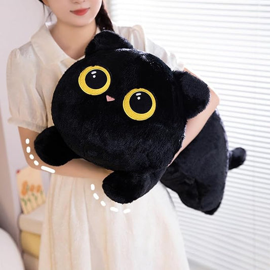 PEACH CAT 35.4" Long Cat Plush Pillow Cute Kitten Stuffed Animals Plushies Toy Gifts for Kids Black