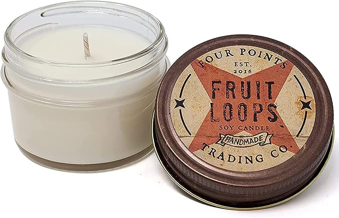 Fruit Loops Scented Candle 4 oz - Soy Aromatherapy Candle with Jar - Great Gift for Birthdays, Anniversary, Christmas, New Year, House Warming and More!