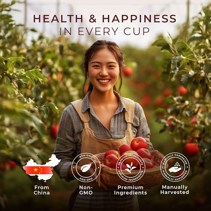 Gya Tea Co Apple Cinnamon Herbal Tea Bags (20 Bags) - Caffeine Free with a Tangy Flavor for All Day Comfort, Calming, Relaxing & Nourishing - Fruit & Herbal Blends