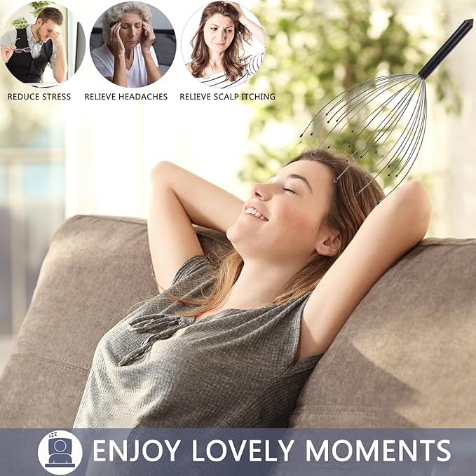 Svjetiq Head Massager Back Scratcher, 20 Fingers Head Scratcher Scalp Massager & Back Scratcher for Men Women, Christmas Gift Stocking Stuffers for Deep Relaxation, Hair Stimulation