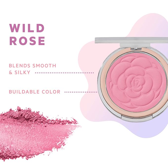 Flower Beauty Pots Powder Blush Smooth Silky Skin Tone Enhancing Soft Satin Finish Makeup, Wild Rose, 0.21 Oz