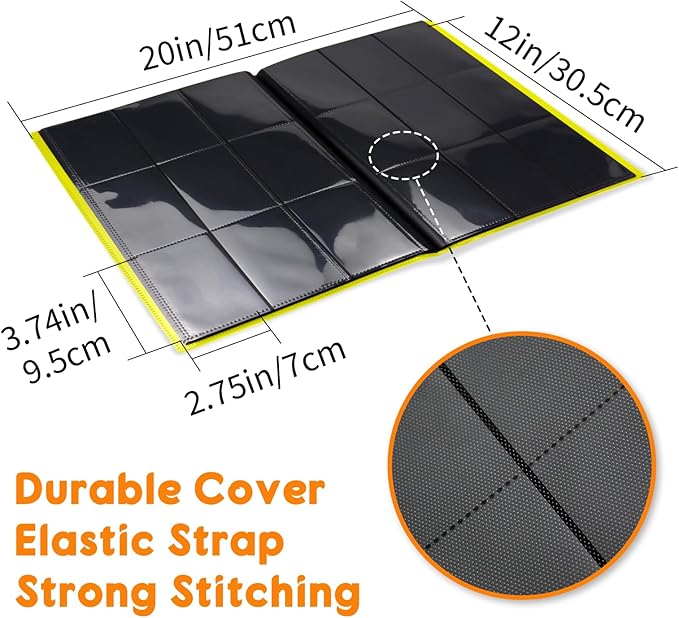 Card Binder 9 Pocket, PP Cover Trading Card Binder for 360 Cards, Sturdy Card Collection Album, Card Holder Folders for MTG, TCG, Game Cards & Sports Cards,Yellow