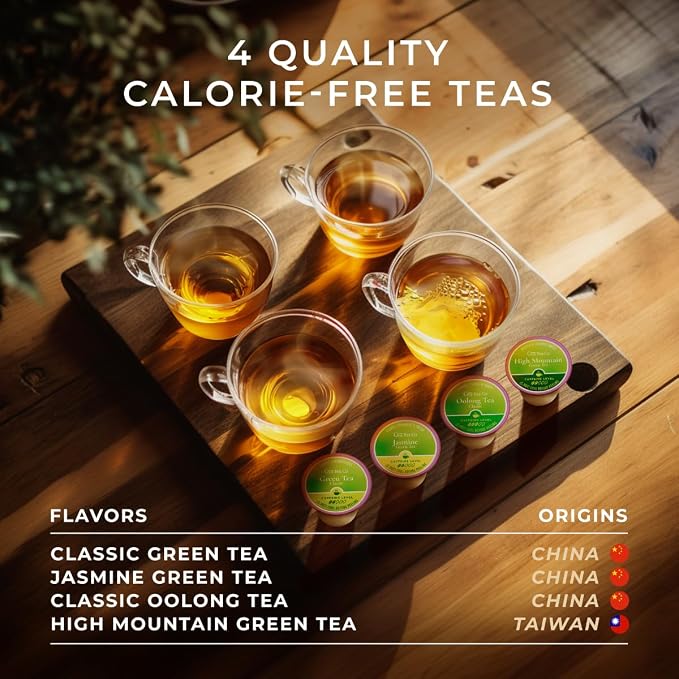 Gya Tea Co Green Tea Pod Collection Gift Set (16 Count) - Different Flavors Assorted Variety Pack