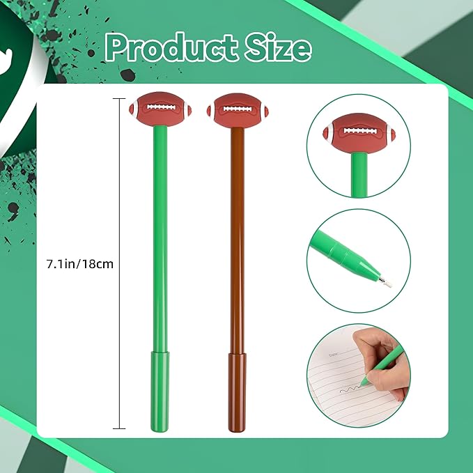 LiYiQ 100 Pcs Football Party Favor Cartoon Cute Fun Pens Kawaii Football Shape Gel Black Ink Pen Cute Football Pens for Office Home Present