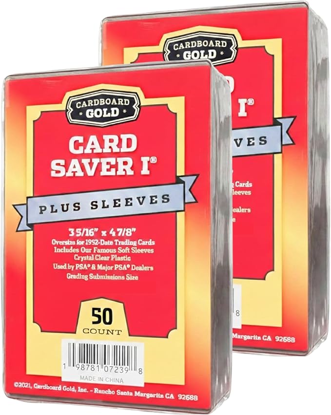 Cardboard Gold Card Saver 1 w/Sleeves - 100 Count - Semi Rigid Card Holder, Trading Card Protectors - PSA-Approved Cardsaver for Baseball, Trading, Sports Cards - Binder & Storage Box Compatible