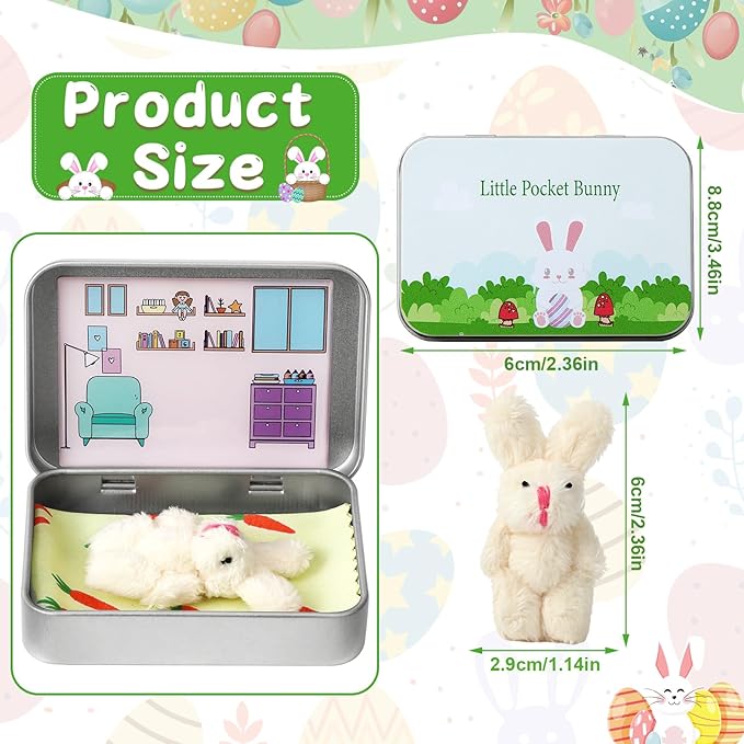 Little Pocket Bunny, Easter Basket Stuffer, Easter Gifts for Kids, DIY Pet Bunny Adoption, Easter Baskets(Beige)
