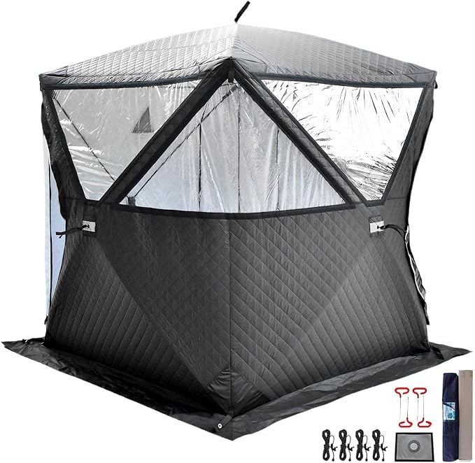 Outdoor Sauna Tent for 3-5 People, Insulated Ice Fishing Tent, Heat Insulating and Windproof, Portable Ice Fishing Shanty Ice House for Home Garden, Camping, Other Locations