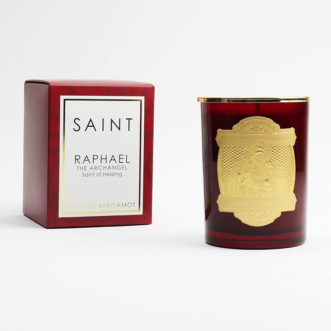SAINT Raphael The Archangel Scented Candle with Prayer and Prayer Coin | Saint of Healing - Soy Coconut Aromatherapy Candle with 80 Hour Burn Time, Special Edition