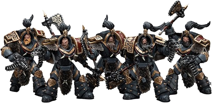 JOYTOY 1/18 Warhammer Space Wolves Varagyr Wolf Guard Squad Terminator 1-4 and Thegn 5PCS Collection Model 5.59 inch Birthday Gift