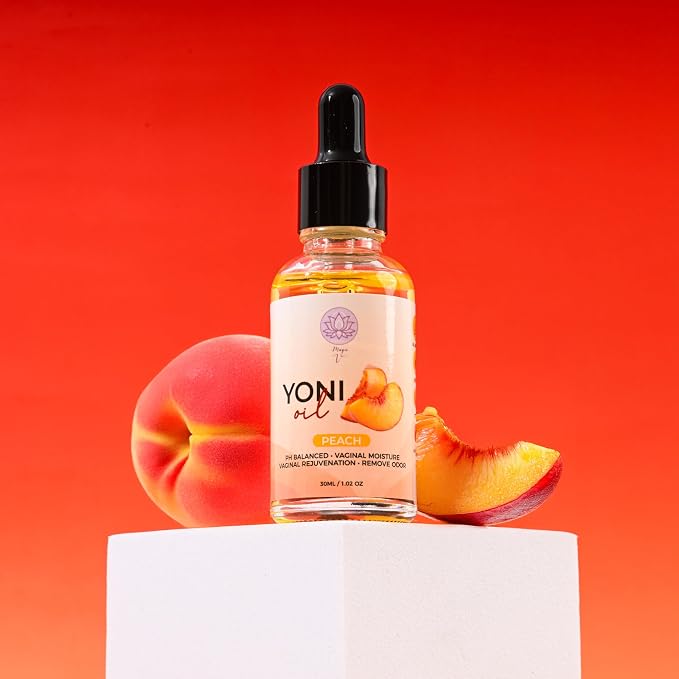 Magic V Yoni Oil for Women – Organic Feminine Care Vaginal Moisturizer, pH Balance & Odor Control, Soothes Ingrown Hair & Razor Bumps - Peach Scent