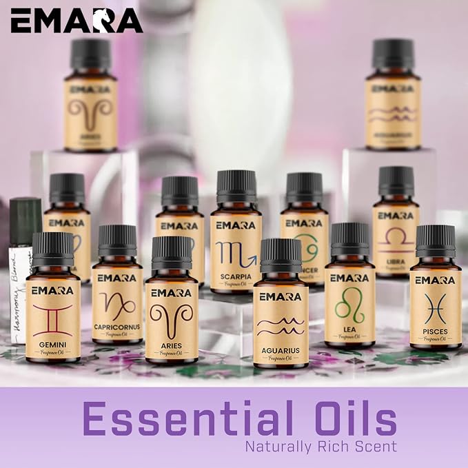 EMARA All Natural Zodiac Aries Essential Oil for Diffusers, Skin Care, Aromatherapy Fragrance Oil, Organic Therapeutic Grade 15 mL (1/2 fl oz)