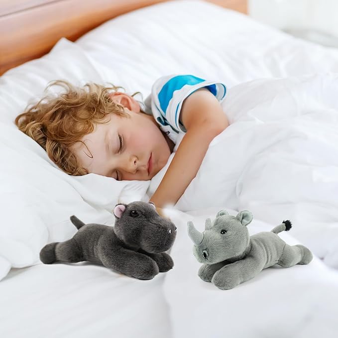 Stuffed Animal for Kids,8 inch Realistic Animal Plush Toy Lying Down Posture Animals,Plush for Boys Girls Adult Birthday Hug Teaching(S-Hippo)