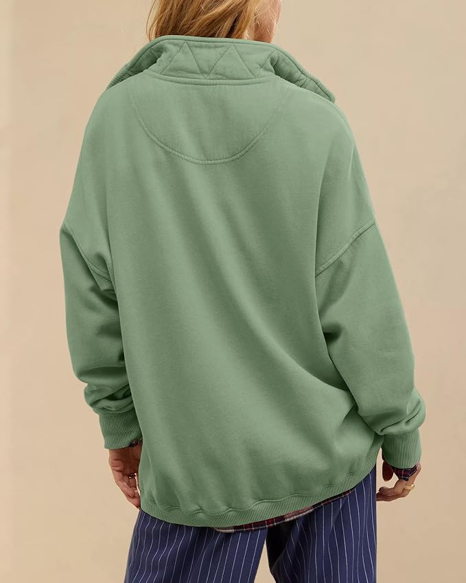 Gacaky Sweatshirt for Women Oversized Casual Long Sleeve Button Henley Neck Pullover Tops Fashion Outfits Clothes