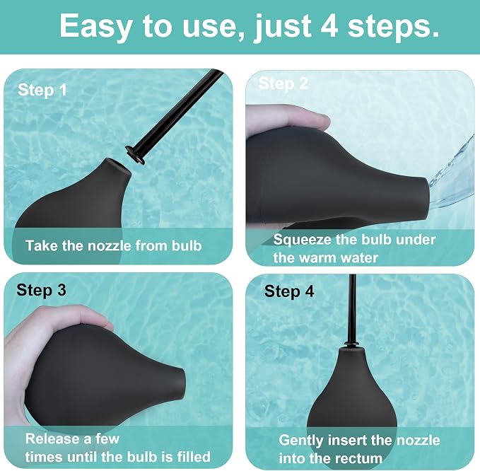 Deepdeem Anal Douche Enema Bulb Kit Vaginal Douche Enema Cleaner | Enema Bulb,Enema Douche with 3 Nozzle,Anti Backflow,Medical Materials for Colon Cleansing,Detox & Constipation for Men Women