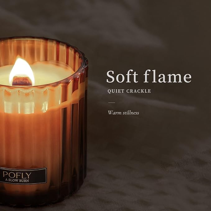 French Lavender Scented Candle with Crackling Wood Wick, Hand Poured Soy Wax Candle, Long Lasting Aromatherapy Candle for Home, Housewarming Gifts New Home, 5.29 Oz