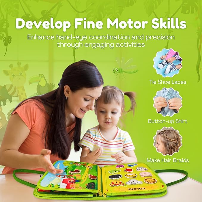 Farm Busy Book for Toddlers 1-3 | Montessori Activity Book with Various Activities For Girls & Boys | Educational Learning Sensory Board For Toddlers 1-3 | Portable busy board Travel Toy for Car