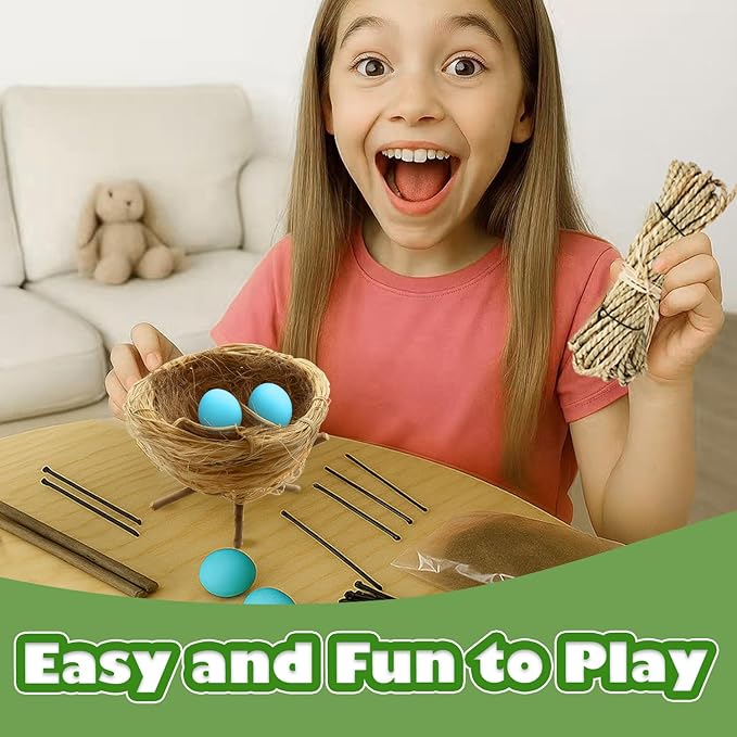 CHARTEKS Bird Nest Craft Kit with LED String Lights - DIY Nature Arts and Crafts STEM Project for Kids & Adults, Creative Home Decor Gift for Boys Girls Ages 8-12