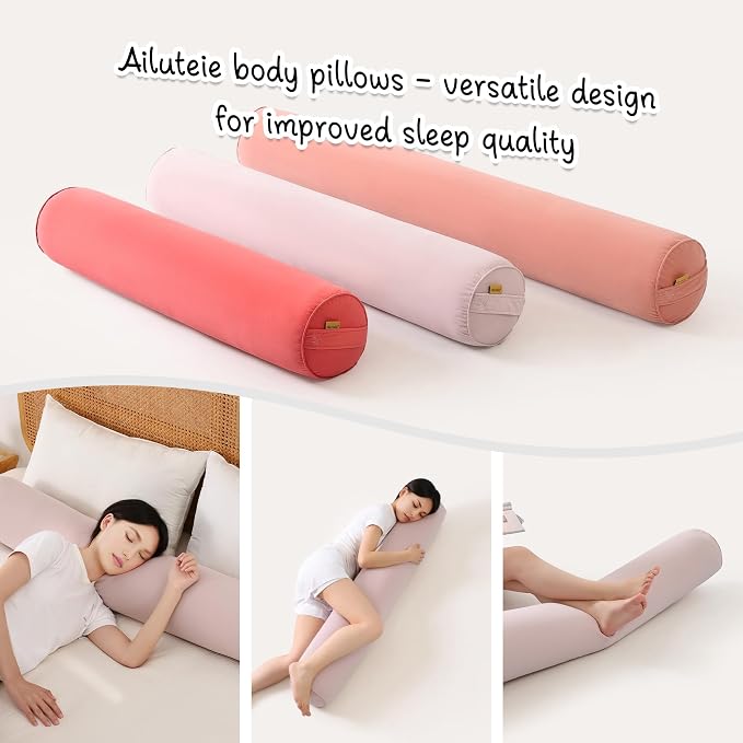 Body Pillow for Adults,Long Round Pillow,Big Cylindrical Pillow,Large Full Bolster Pillows for Side Sleepers (Purple, 39.37"*7.87")