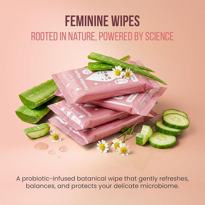 PORE & ROOT Feminine Wipes – Pocket Wipes for Sensitive Skin, Fragrance & Alcohol-Free, Travel-Friendly, Individually Wrapped, with Aloe & Lactic Acid, Gentle Daily Refresh– (08 Pack)