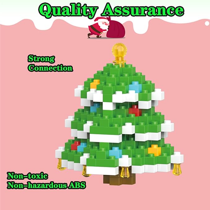 Christmas Building Blocks Compatible for Lego Christmas Tree Micro Blocks Stacking New Toys Holiday Present Box New Year Gifts for Kids Ages 6+ Boys and Girls(Tree)