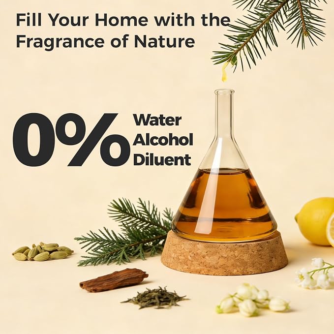 Hotel Diffuser Oil for Waterless Diffusers, Luxurious Relaxing Aromatherapy Scent Essential Oil with Cardamom, Cedar & Sandalwood, 4 Fl Oz, 120 ML, Santal Peace
