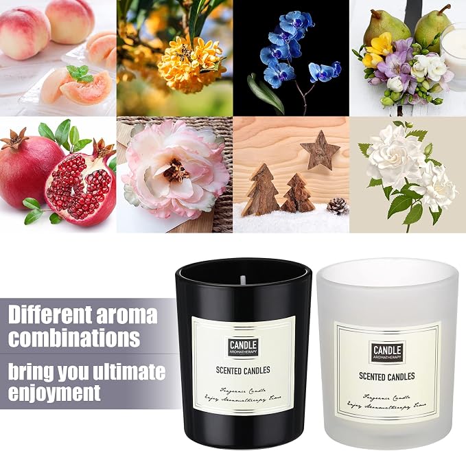 MTLEE 24 Pcs Candles for Home Scented Aromatherapy Jar Candle Gift for Women Bulk 8 Long Lasting Aromatherapy Jar Soy Wax Candle Gift for Mother`s Day Christmas Birthday(Elegant Style,Fresh Scent)