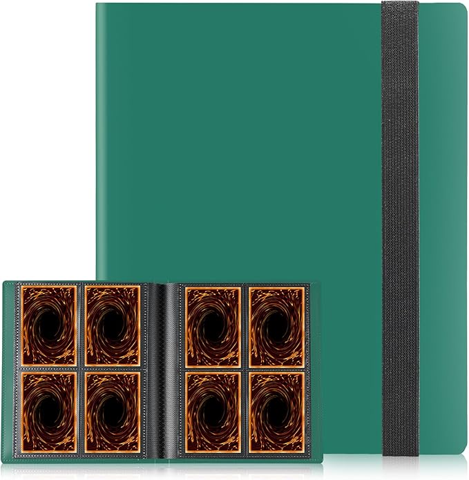Card Binder, Upgraded 4 Pockets Trading Card Collection Binder for Cards, 160 Pockets Mini Card Book Holder Album - Green