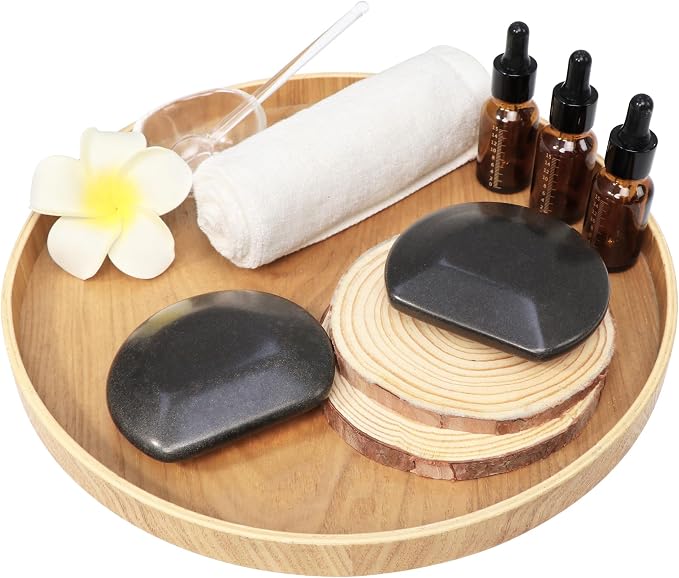 Master Massage 2-Piece Large Three Quarter Round Circle Circular Contour Hot Stones Set - Trigger Point and Acupressure Tools-Black Basalt Lava Rock Massage Tool Stones for Stone Massage - Large Size