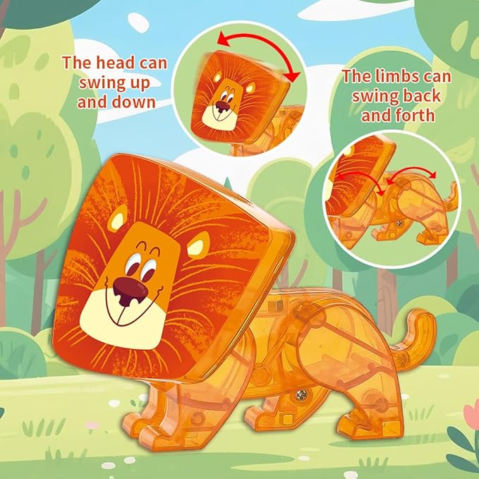 Magnetic Tiles Set Grassland Animals Theme Toys, Magnet Tiles Building Blocks Toys for Kids Ages 3+