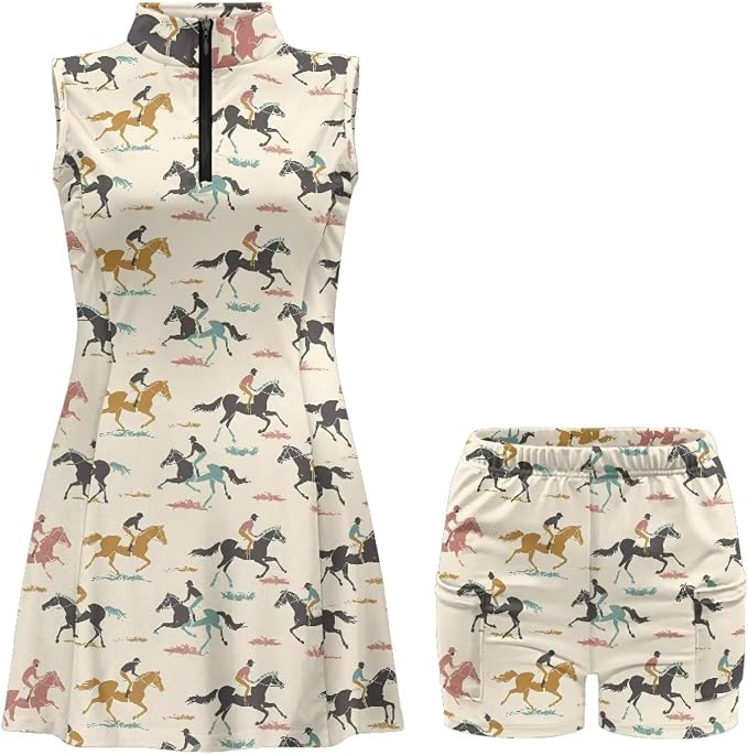 Golf Dress Tennis Dresses for Women with Built in Shorts and Pockets Sleeveless Athletic Dress Workout Dress