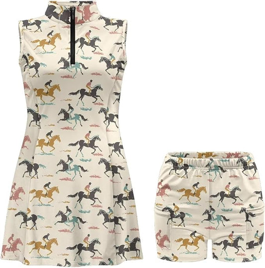 Golf Dress Tennis Dresses for Women with Built in Shorts and Pockets Sleeveless Athletic Dress Workout Dress