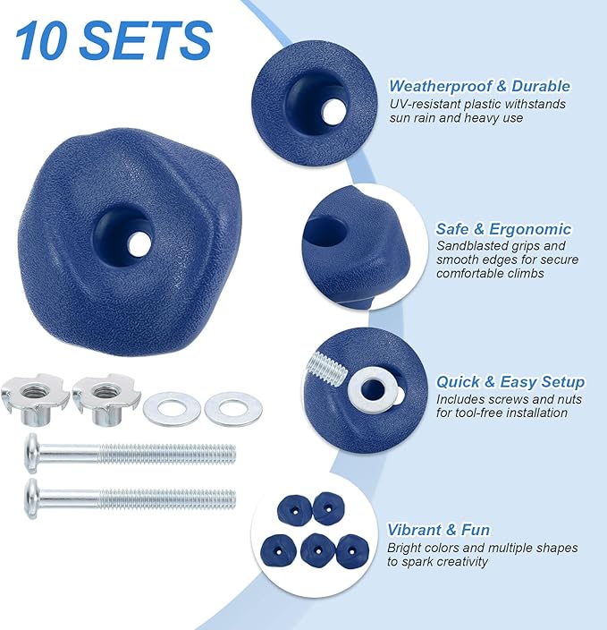 PATIKIL Rock Climbing Holds, Climbing Rock Wall Grips Play Set Climber Attachments with Single Holes for Playground