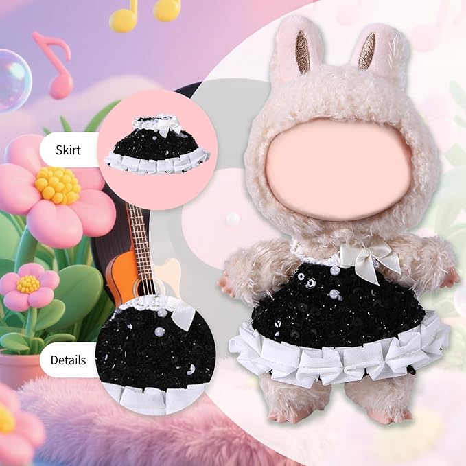 Coolcandy 17cm Doll Clothes, Fashionable Dolls Outfit with Accessories Suit, Stylish Adorable Dolls Clothes Set, Soft Fabric, Detailed Stitching(Doll Not Included)