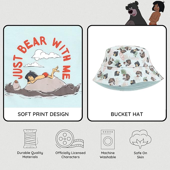 Disney Baby Romper and Reversible Bucket Sun Hat Outfit Set Newborn to Infant Sizes (Newborn - 24 Months)