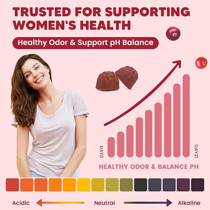 GORNVB Premium Feminine Balance Gummies for Women, Support pH Balance & Vaginal Probiotics Health Gummies with Cranberry Pineapple Powder, D-Mannose, Sugar Free, Gluten Free, Vegan