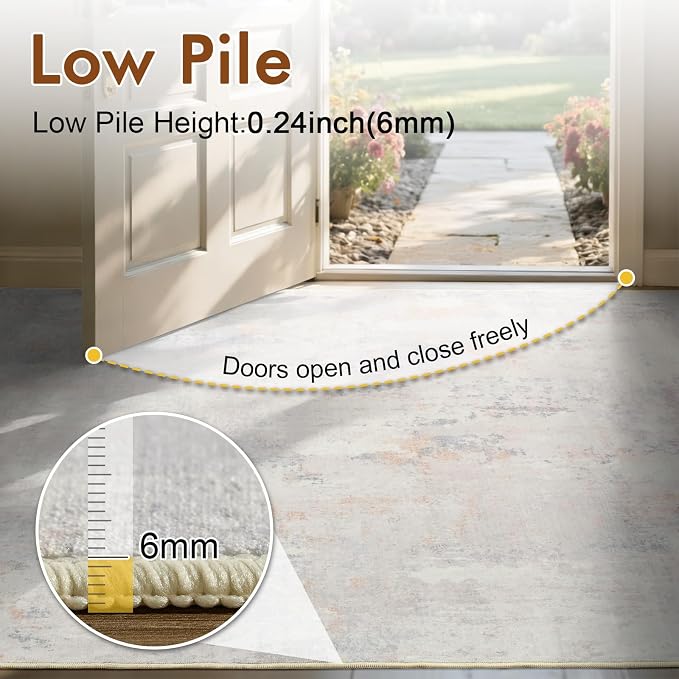 4x6 Ft Area Rugs for Living Room, Soft Non-Slip Washable Rugs Modern Abstract Pattern Carpet for Bedroom Indoor Floor Nursery Home Decor (Cream)