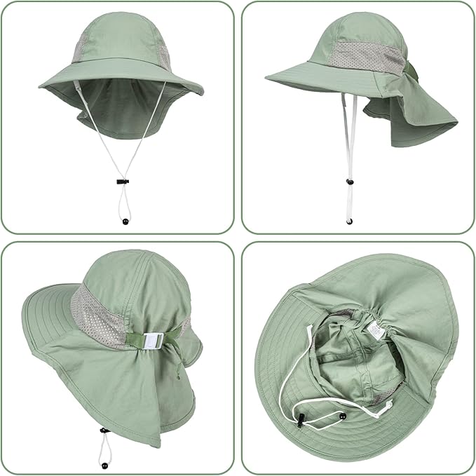 Toddler Baby Sun Hat Kids Summer Beach Essentials Adjustable Beach Hats with Bucket Wide Brim for Boys Girls Age 0-14 Years