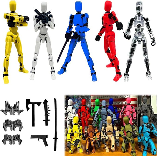 Titan13 Action Figure, Lucky Robot 13 Action Figures, 3D Printed Multi-Jointed Movable Action Figure, Dummy Robot 13 Action Figures for Desktop Decorations Game Gifts(5pcs)