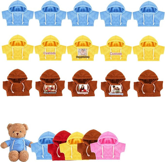 15 Pcs Custom Clothes for Teddy Bears with Text Photo, Personalized Stuffed Animal Clothes Fit 8-16 inch Stuffed Bear Sweater Outfit, Custom Doll Clothing Make Your Own Plush Doll Shirt
