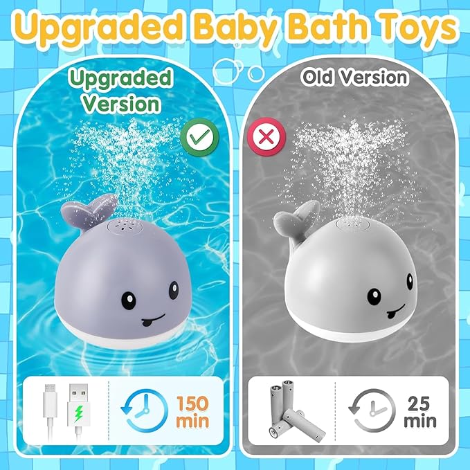Gigilli Baby Bath Toys, Light up Bath Toys for Kids Ages 1-3, 1 Year Old Boy Girl Valentine’s Gift, 6-12-18 Months Baby Whale Bath Toy Sprinkler, Toddler Fountain Bathtub Pool Water Table Toys