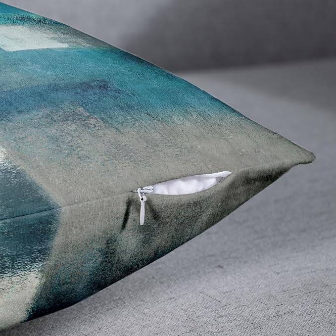 Emvency Throw Pillow Covers Set of 2, 12 x 20 Inch, Abstract Modern Teal | Turquoise Painting Outdoor Decorative Square Pillow Cases Couch Cushion Case for Couch Bed Sofa Living Room Home Decor